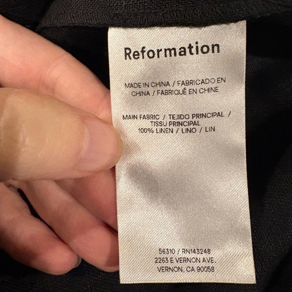 Reformation Lainey Linen mini Dress sz 10 black white - Picture 6 of 7